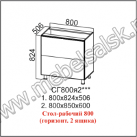 СГ800я2 Стол-рабочий 800 (стол горизонтальный с 2-мя ящиками) Кухня Классика